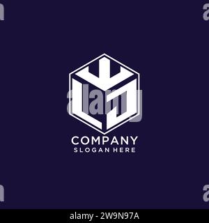 LJ initial monogram logo with hexagonal shape style, real estate logo ...