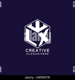 LX initial monogram logo with hexagonal shape and swoosh design ideas ...