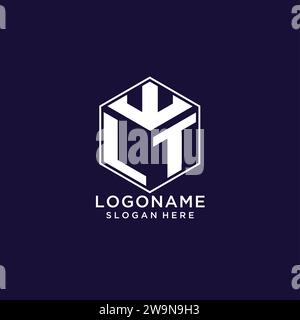 LT initial monogram logo with hexagonal shape style, real estate logo ...