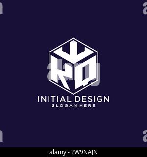 KQ initial monogram logo with hexagonal shape style, real estate logo ...