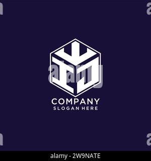 Initials IJ logo hexagon shape, creative geometric logo design concept vector graphic Stock Vector