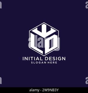 LD initial monogram logo with hexagonal shape style, real estate logo ...
