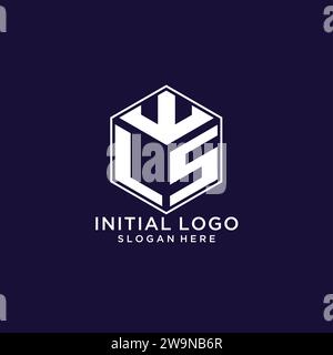LS initial monogram logo with hexagonal shape and swoosh design ideas ...