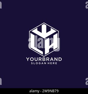 LH initial monogram logo with hexagonal shape and swoosh design ideas ...