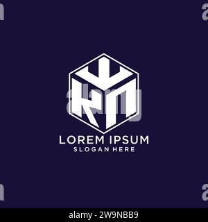 KN initial monogram logo with hexagonal shape and swoosh design ideas ...