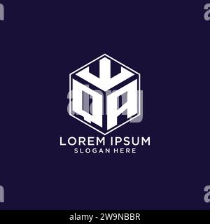QA initial monogram logo with hexagonal shape and swoosh design ideas ...