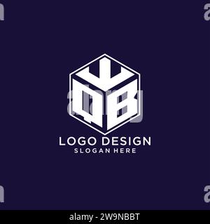 Initial QB logo hexagon shape geometric style vector graphic Stock ...