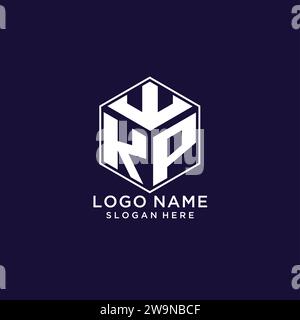 KP initial monogram logo with hexagonal shape and swoosh design ideas ...