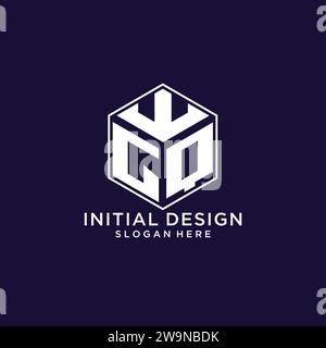 GQ initial monogram logo with hexagonal shape style, real estate logo ...