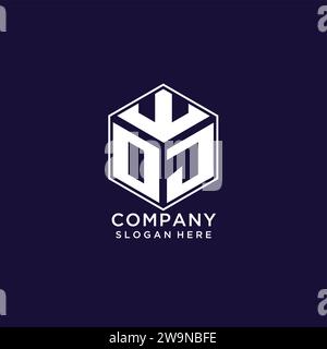 Initials OJ logo hexagon shape, creative geometric logo design concept vector graphic Stock Vector