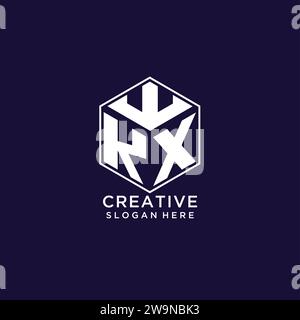 KX initial monogram logo with hexagonal shape and swoosh design ideas ...