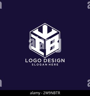 IB initial monogram logo with hexagonal shape and swoosh design ideas ...