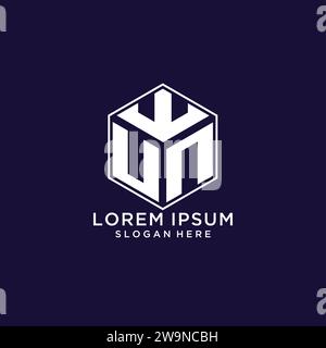 UN initial monogram logo with hexagonal shape style, real estate logo ...