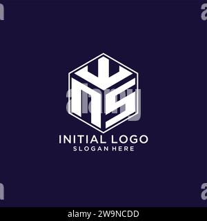 Initials NS logo hexagon shape, creative geometric logo design concept vector graphic Stock Vector