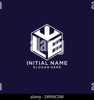 LE initial monogram logo with hexagonal shape style, real estate logo ...