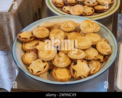 A plate of mixed mince pies ready for serving Stock Photo