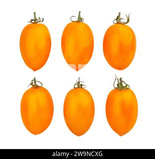 orange plum tomato path isolated on white Stock Photo