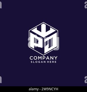 Initials PJ logo hexagon shape, creative geometric logo design concept vector graphic Stock Vector