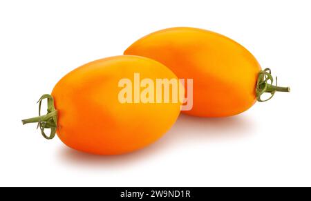 orange plum tomato path isolated on white Stock Photo