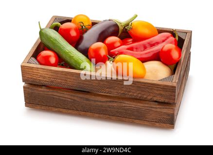 vegetables mix box path isolated on white Stock Photo