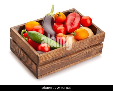 vegetables mix box path isolated on white Stock Photo