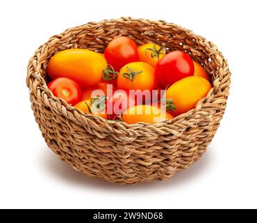 tomato mix basket path isolated on white Stock Photo