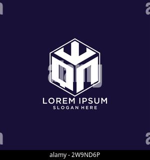 QN initial monogram logo with hexagonal shape and swoosh design ideas ...