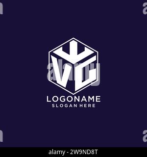 VG initial monogram logo with hexagonal shape and swoosh design ideas ...