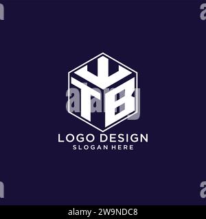 Initials TB logo hexagon shape, creative geometric logo design concept vector graphic Stock Vector