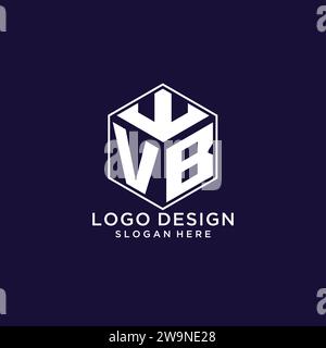 Initials VB logo hexagon shape, creative geometric logo design concept vector graphic Stock Vector