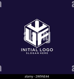 UF initial monogram logo with hexagonal shape and swoosh design ideas ...