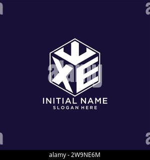 XE logo with geometric shape vector monogram design template isolated ...