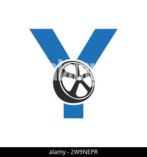 Tire Logo On Letter Y, Automotive Symbol , Tire Icon Vector Template Stock Vector