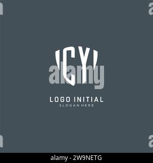 CY logo initial with geometric shield shape design style vector graphic ...