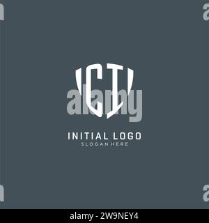 CI logo initial with geometric shield shape design style vector graphic ...