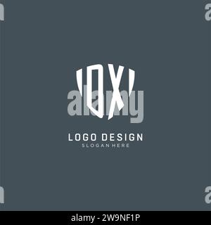 DX logo initial with geometric shield shape design style vector graphic ...