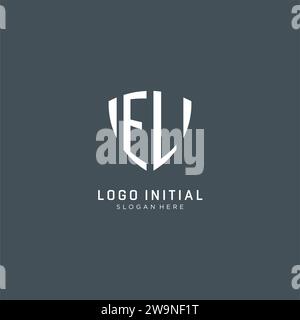 EL logo initial with geometric shield shape design style vector graphic ...