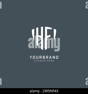 Monogram HF logo with shield geometric shape, elegant luxury initial ...