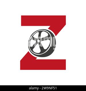 Tire Logo On Letter Z, Automotive Symbol , Tire Icon Vector Template Stock Vector