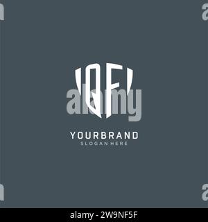 QF logo initial with geometric shield shape design style vector graphic ...