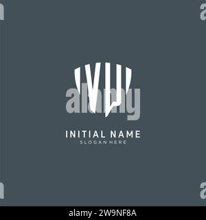 Monogram VW logo with shield geometric shape, elegant luxury initial ...