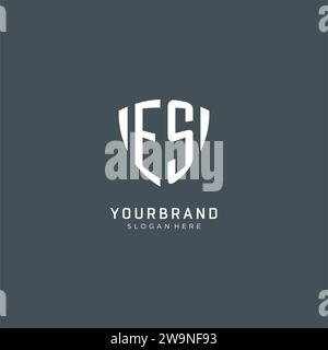 Monogram ES logo with geometric shield and crown, luxury elegant ...