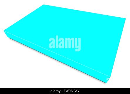 Cyan Canvas Wraps template for presentation layouts and design. 3D rendering. Digitally Generated Image. Isolated on white background. Stock Photo