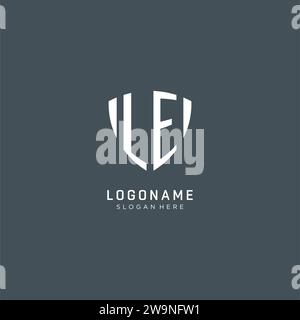 LE logo initial with geometric shield shape design style vector graphic ...