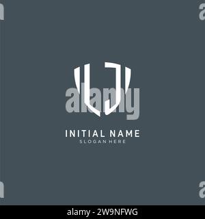 LJ Monogram logo letter with Simple shield crown style design ...