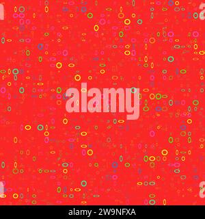 Seamless background from multi-colored rings on a red background. Circles multi-colored abstraction. Rings for texture. Stock Photo