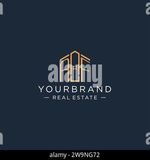 Initial letter AF logo with abstract house shape, luxury and modern real estate logo design vector graphic Stock Vector