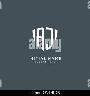 Initials RJ logo shield guard shape, creative logo design concept vector graphic Stock Vector