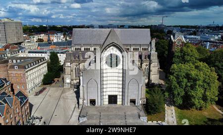 drone photo Notre-Dame-de-la-Treille cathedral Lille France Europe Stock Photo