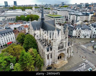 drone photo Notre-Dame des Victoires church Brussels Belgium Europe Stock Photo